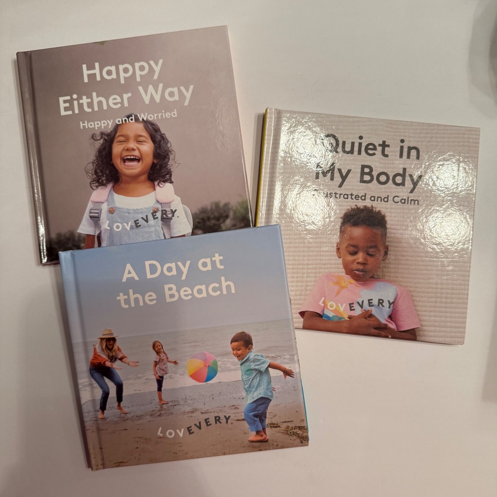 Lovevery Childrens Book Lot 3 Day at the Beach Quiet in My Body Happy Either Way